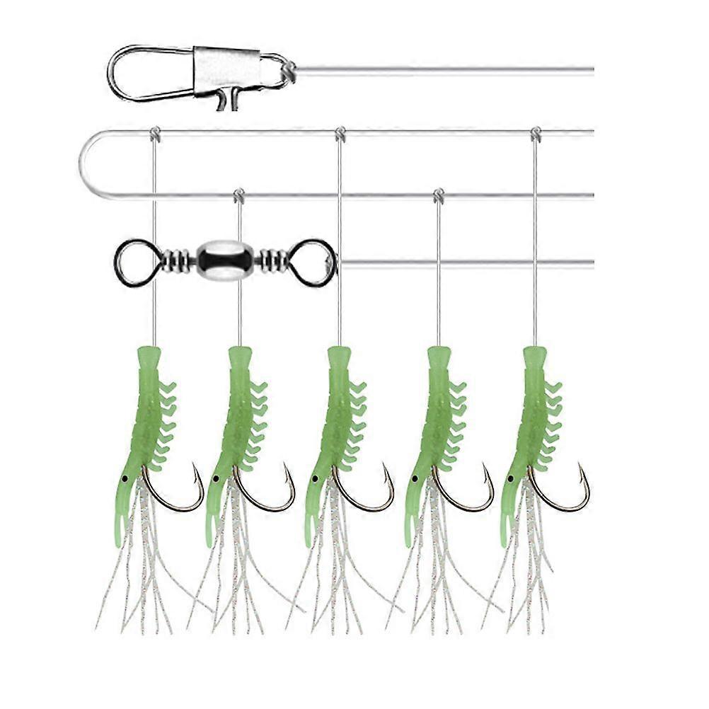 3 Strings Luminous Shrimp Hook Fishing Lure Hook String Tack Bait Jigs Hook Lure Worm Fake Lure Lure Fishing Hooks (NO.6 Hooks)