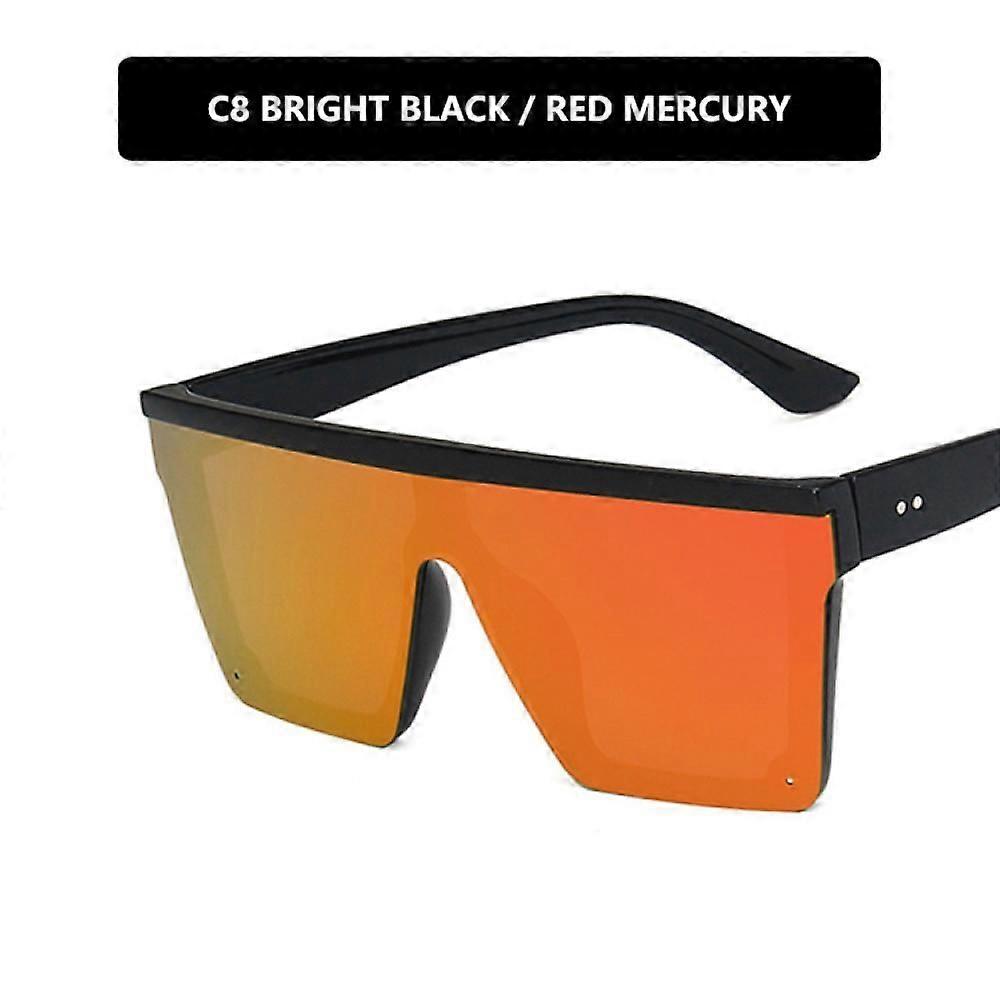 Bright Black Red MercuryLadies Men's Sunglasses Oversized Square Rimless Sunglasses UV400 Sunglasses trend big frame one-piece sunglasses new men and 