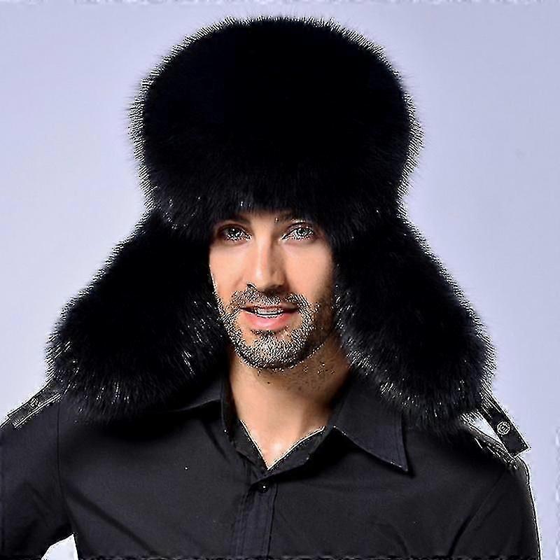 Men Ear Flaps Hat Winter Faux Fur Thermal Snow Cap