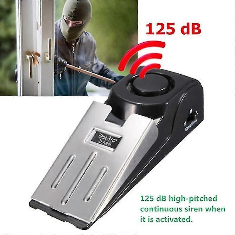 125db Wireless Door Stop Alarm Stainless Steel 3 Sensitivity Level Sensor Wedge-shaped Portable Home Travel Security
