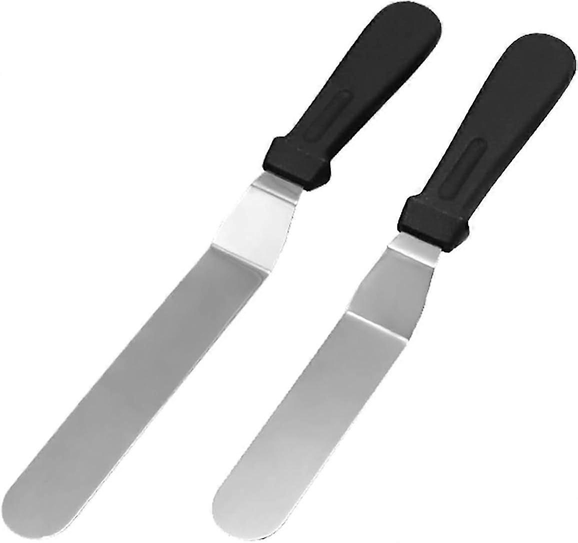 Pastry Spatula, 2 Pieces Stainless Steel Icing Spatula Palette Scraper for Icing, Pancakes, Cakes - Essential Tools for Pastry Decorating (Black)