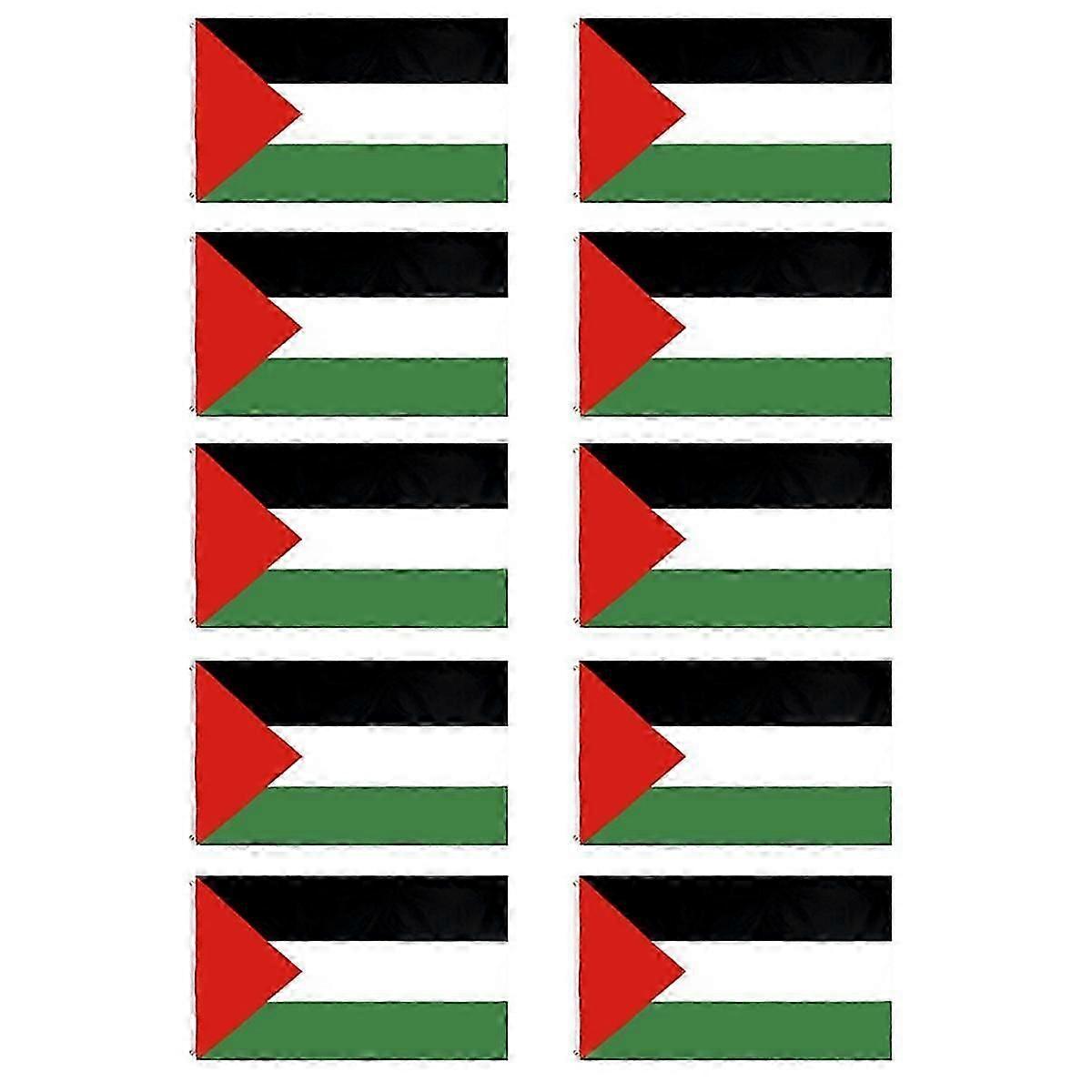 10PCS 3x5 قدم فلسطين العلم لون زاهي وتلاشي رأس قماش ومزدوجة مخيط مع حمالة الصدر