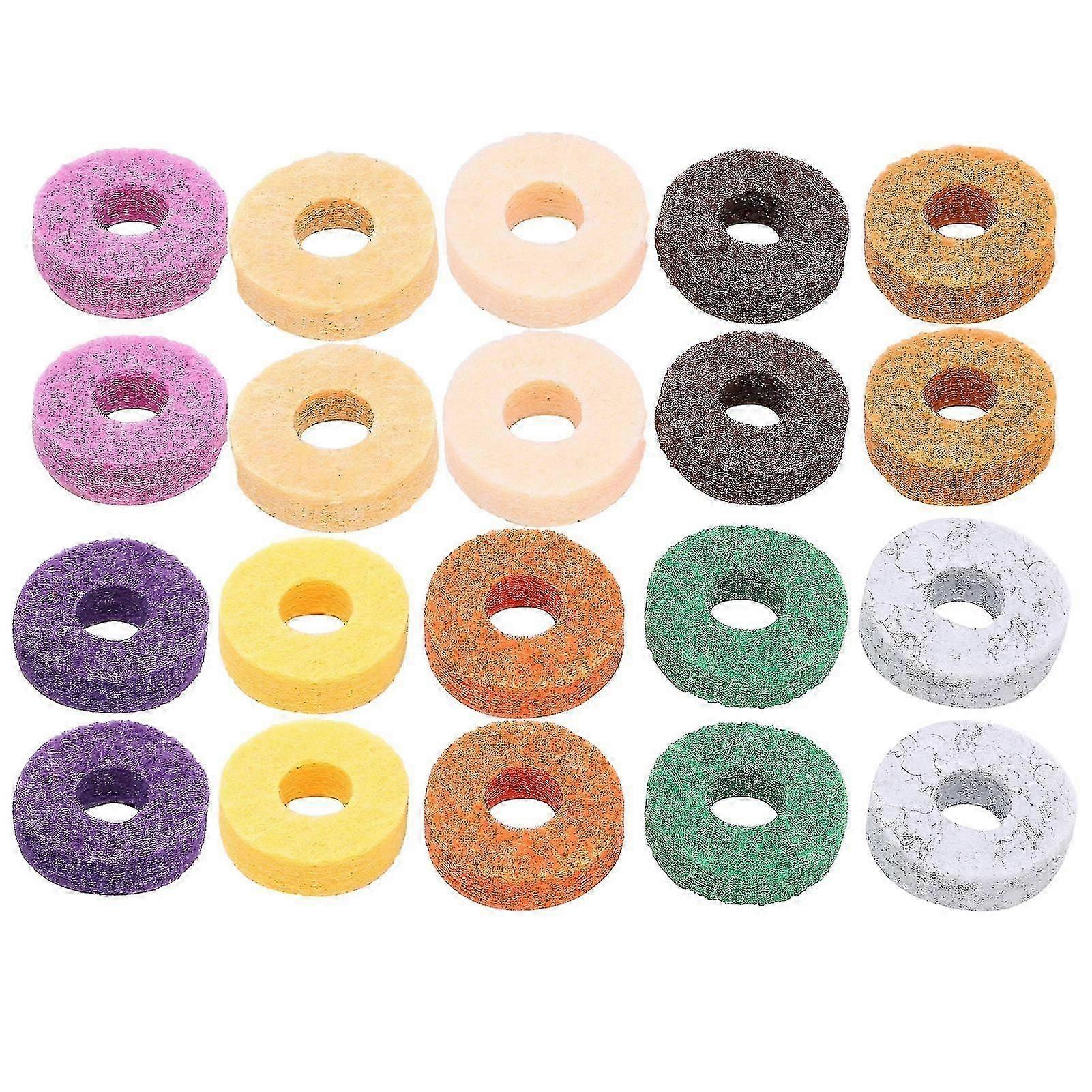 20Pcs Drum Cymbal Felt Multicolour Pad Instrument Accessory Replacement Part Set Kit