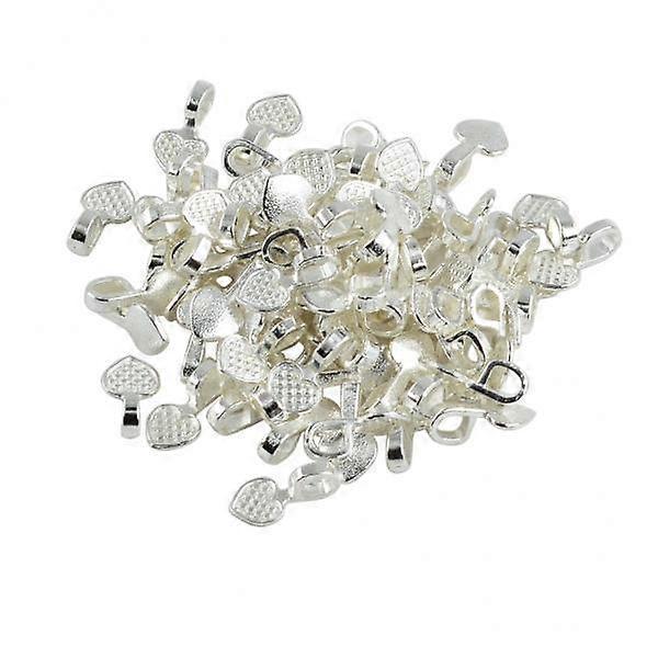10X 100pcs Heart Glue On Bail Pendant Finding Craft Charms DIY Connector Pendant