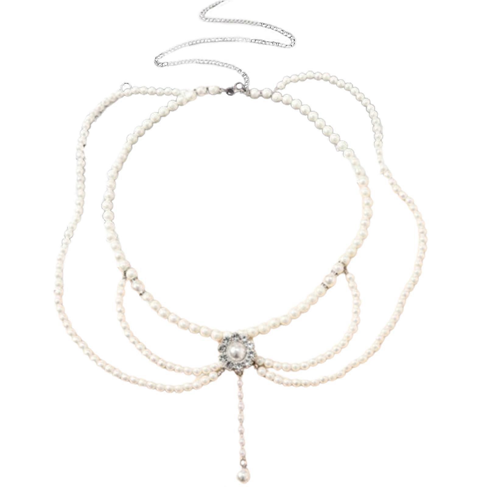 Trendy and Sexy Party Accessory Multilayer Waist Chain featuring Beaded Charm Retro inspired Body Chain Accessory