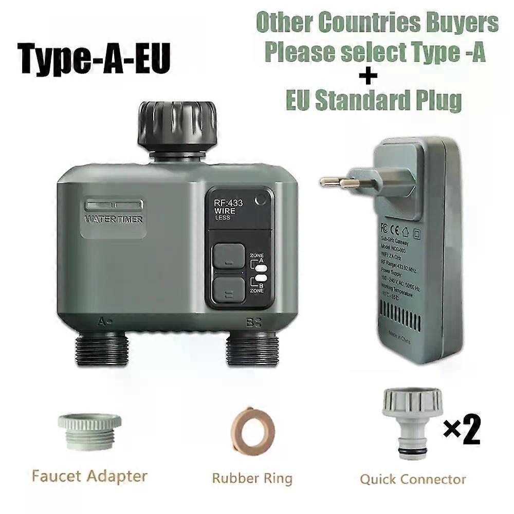 Tuya Smart WIFI+RF433 2-Outlet Water Timer Automatic Drip Irrigation Controller Water Valve Garden Automatic Watering System