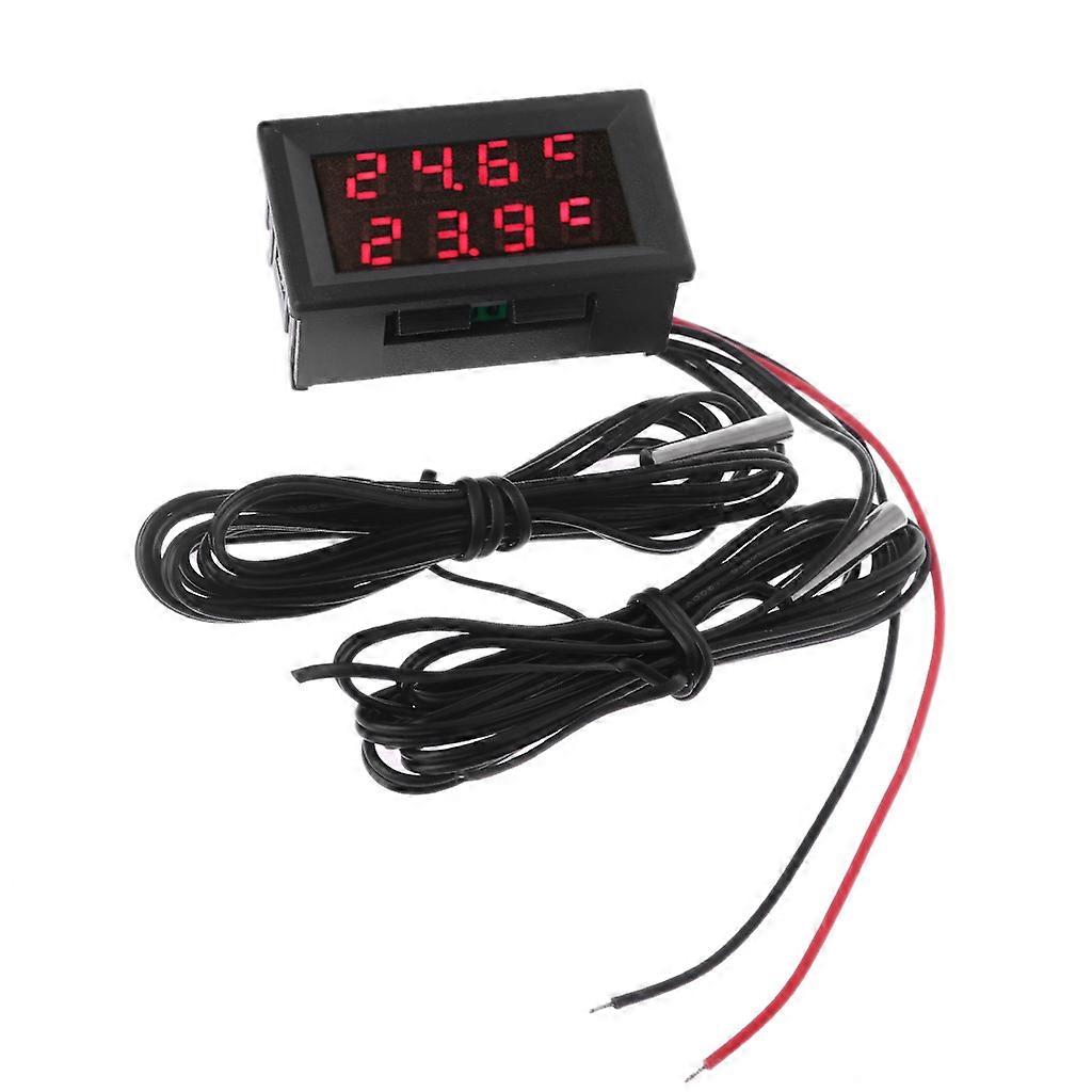 Digital LED Temperature ThermostatSwitch Waterproof Probes Wire Connect High Sensitivity Temperature Black