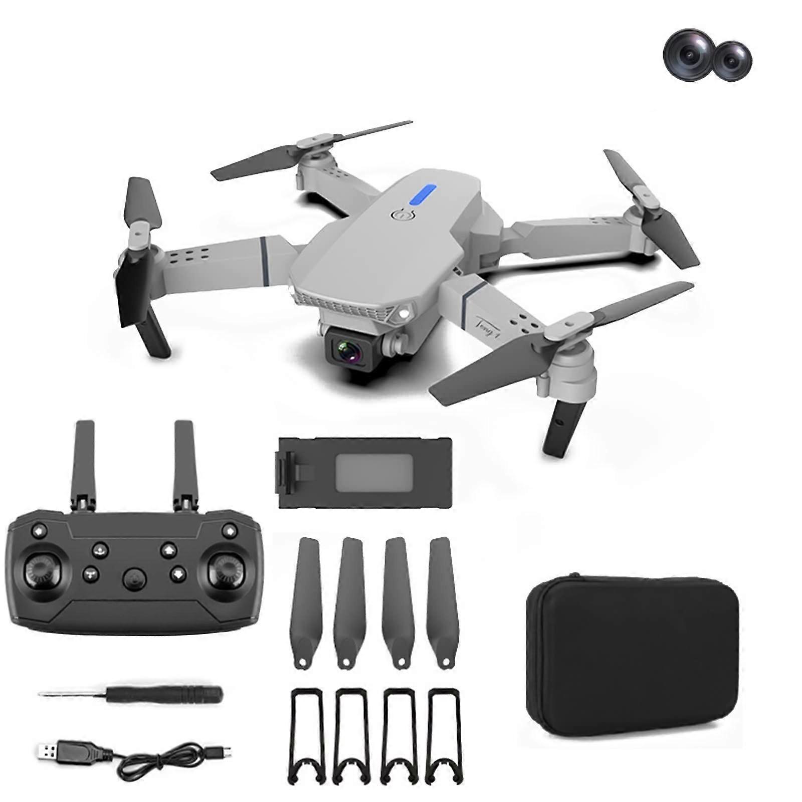 RC FPV Drone 4-axle Foldable RC Quadcopter Optical Flow 4K Dual Camera Remote Control Drone 6-12Y Kids Adults Favor Gift  Gray