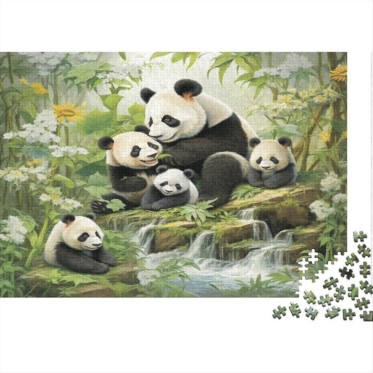 大人のためのパンダファミリージグソーパズル正確な連動デザインパズルと木製の動物アートパズルユニークな家族ゲーム大人のための素晴らしいギフト100