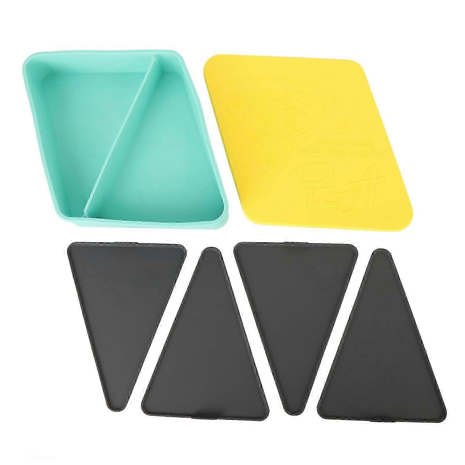2025 Pizza Storage Container with 4 Microwavable Serving Trays, Reusable Pizza Slice Container, Silicone Pizza Leftover Storage Box