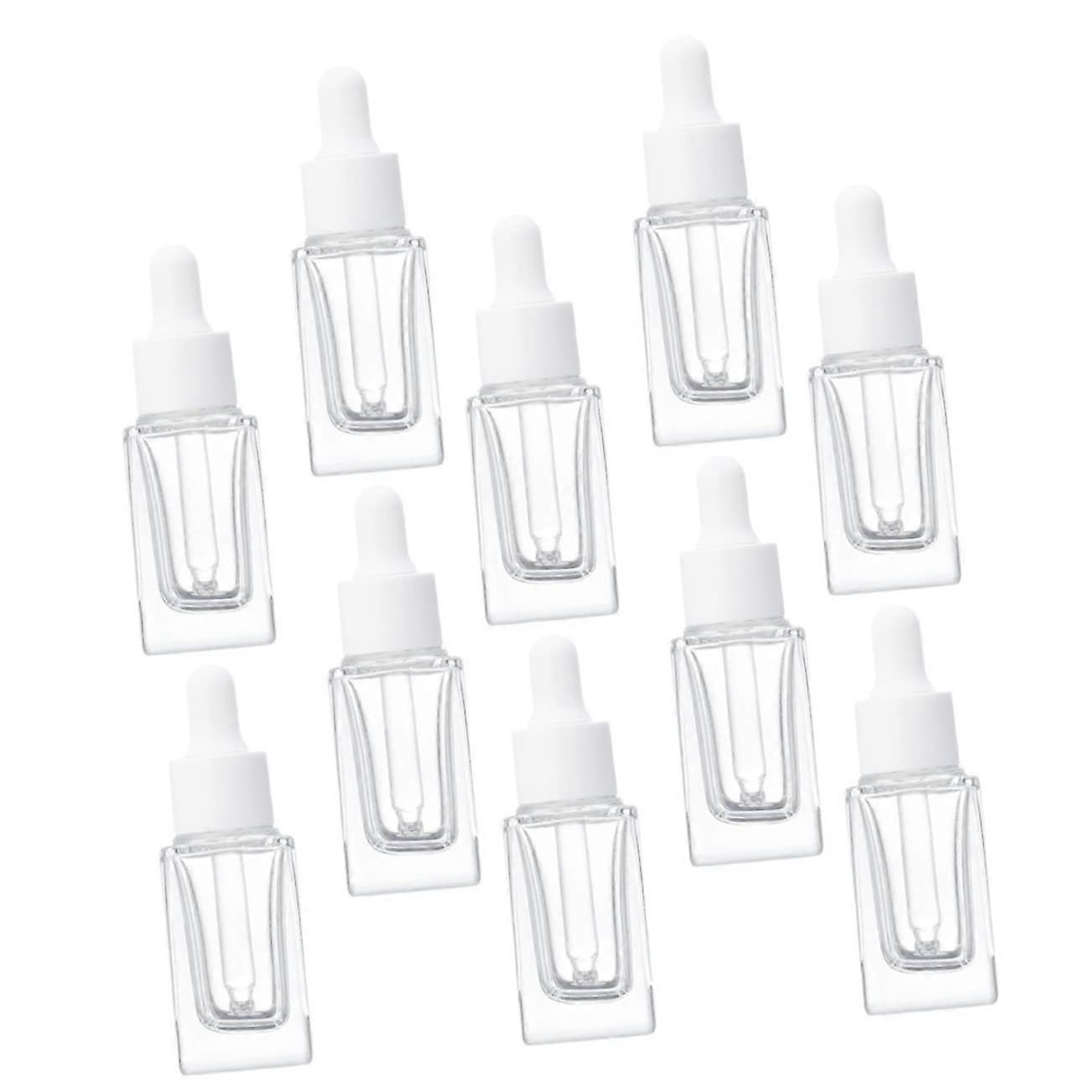 Pack of 10 Square Bottles with Essential Oils Refillable Dropper Bottles