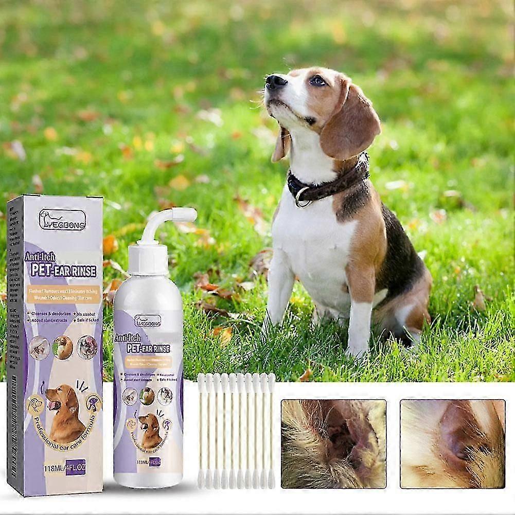 Dog Ear Cleaner Drops 118ml with Cotton Swabs