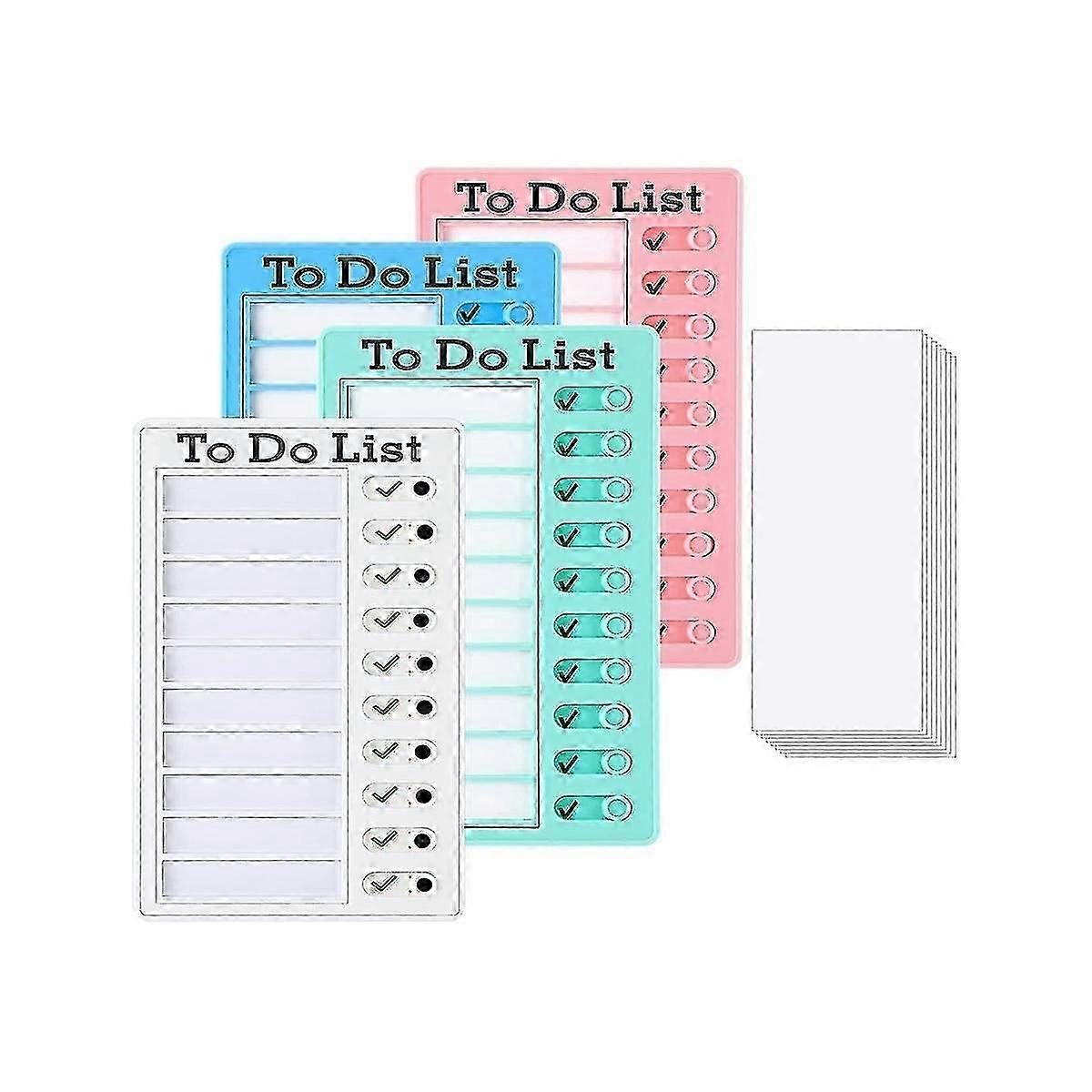4pcs Dry Erase To-Do List Board Memo Chore Chart Organizer with 10 Reusable Sheets for Home Office RV Travel