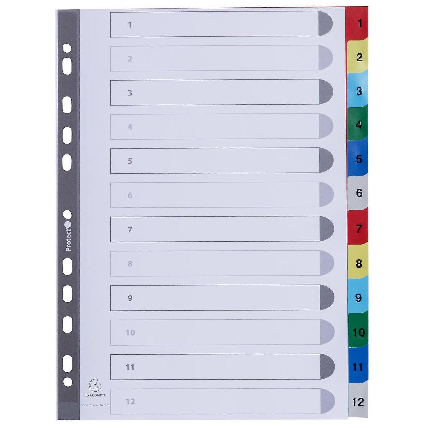 Exacompta 1512E 20x Separad. 1-12 A4 PP pest.impresas