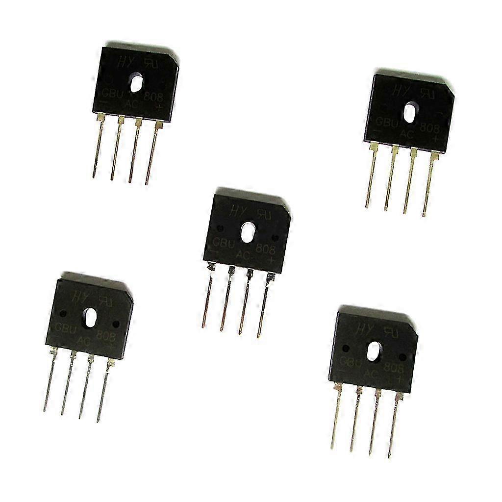 5 Piece GBU808 Bridge Diode 8A 800V Single Phase 4 Pin Flat Rectifier