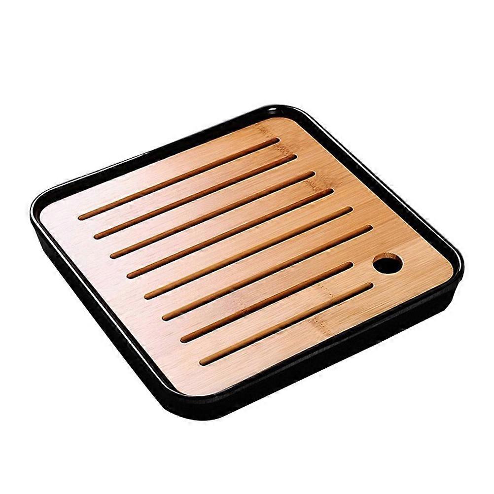 Bamboo Trays For Serving Food Tea Tray For Catered Events Housewarming Portable Black 20x20x2.5cm 1Set