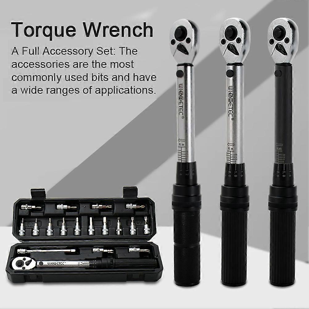 WISRETEC 2-20Nm 1/4 Inch 18PCS Dual Scable Torque Wrench Set Preset Torque Wrench Bits Set Adjustable Torque Wrench for Household Bicycle Car Repairi