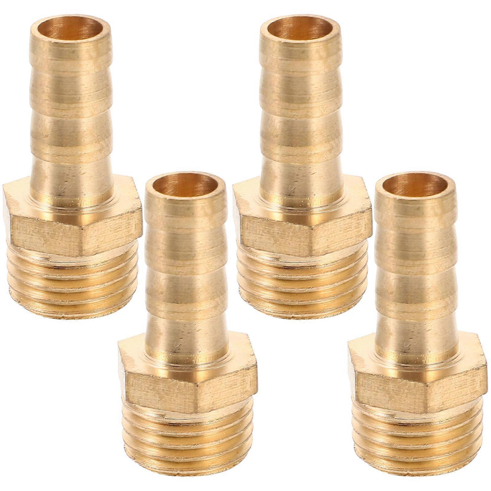 4pcs Brass Hose Connector Barb Air Fitting for PEX RV Plumbing – Secure Threaded Design for Versatile Hose Connection