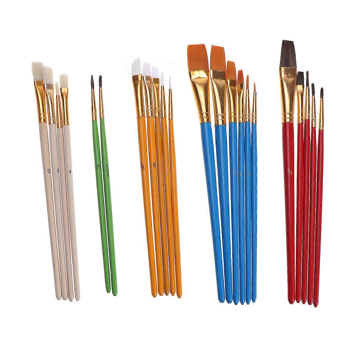 Watercolor Acrylic Oil Painting Tools Detail Paint Brushes For Classroom 25Pack