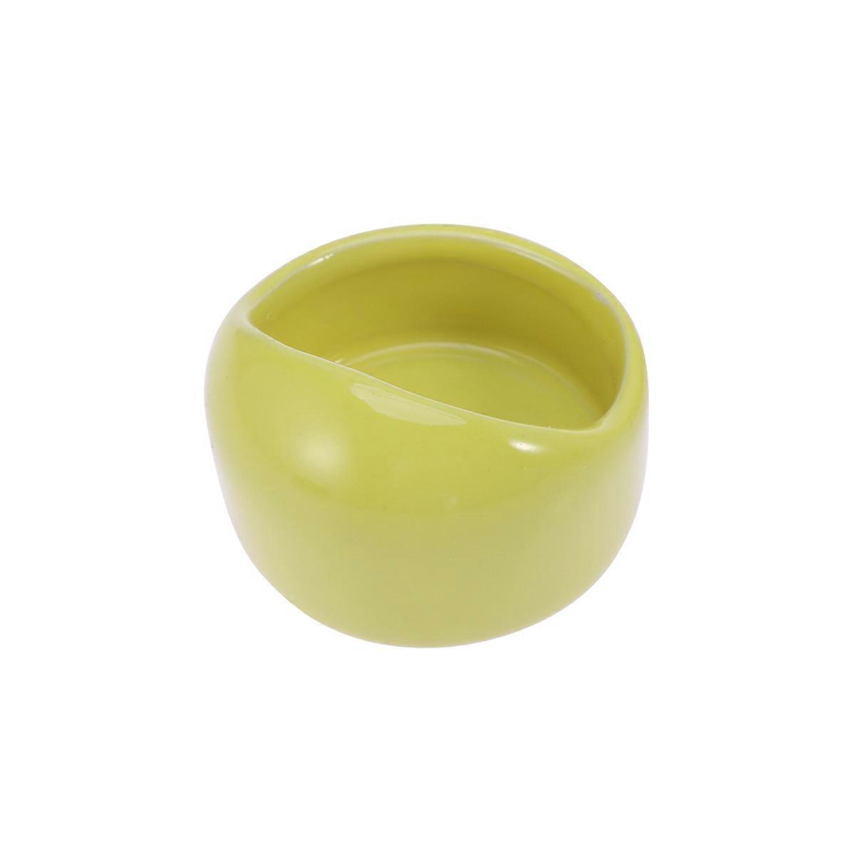 Ceramic Small Animal Food Dish Non-Tip For Hamster Gerbil Mice Guinea Pig Cavy Hedgehog Yellow 2.95X2.95X2.36in 1Pcs