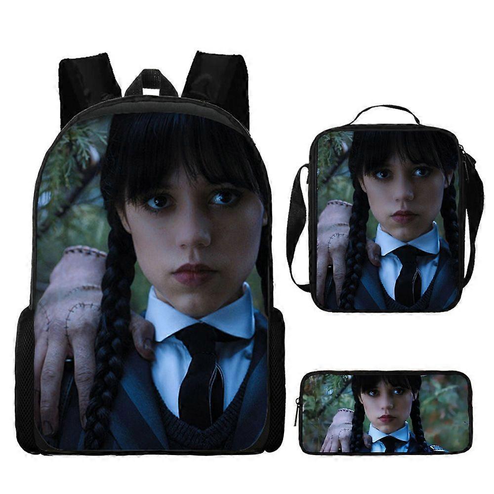 17-inch student backpack set 3D digital printing backpack three-piece set