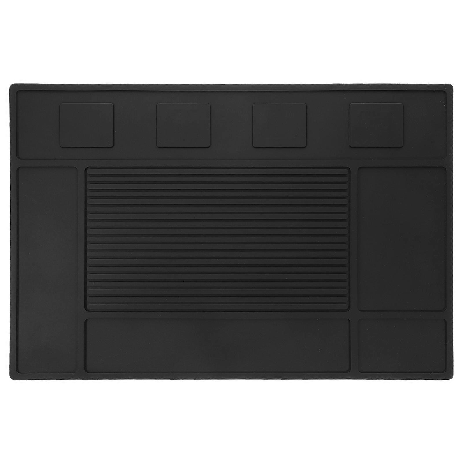 Magnetic Barber Organizer Mat, Non Slip Salon Work Pad with Clipper Holders for Hair Styling Tools, Easy Clean Counter Mat for Professional
