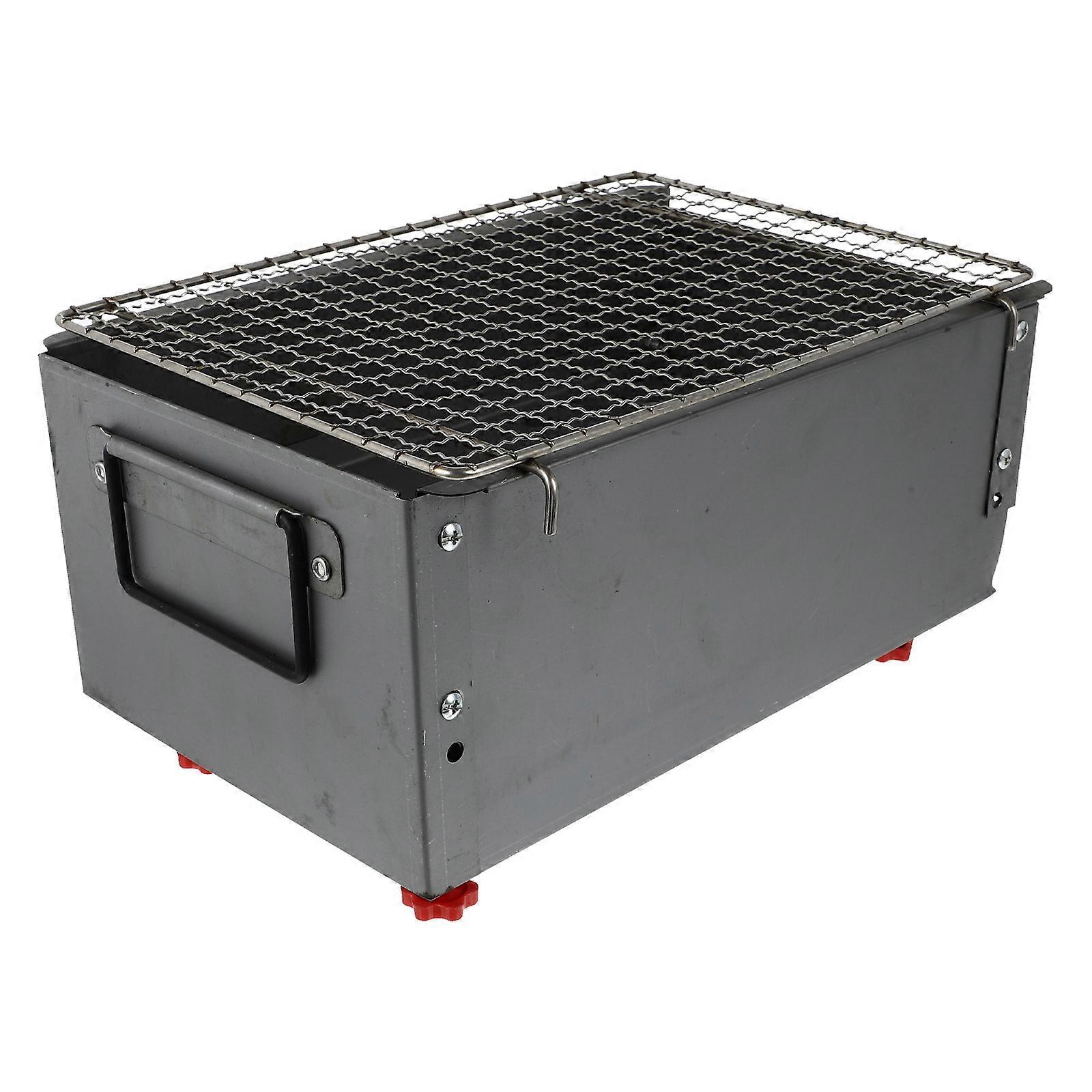 Camping Grill Iron Alloy Rectangular Shape for Outdoor BBQ and Hiking 1Set