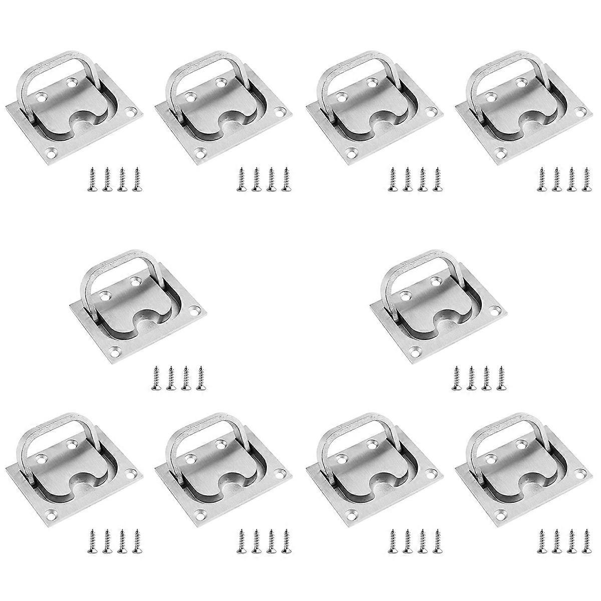 10X Stainless Steel Hatch Latch Solid Boat Hatch Handles for Boat Deck Hatch Handles Ring Pulls Rece