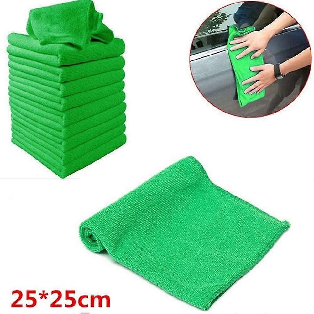 16pcs Portable Microfiber Kerchief Towels, Super Absorbent Soft Face & Cleaning Towels for Travel & Car, Polyester, Green & Purple Each