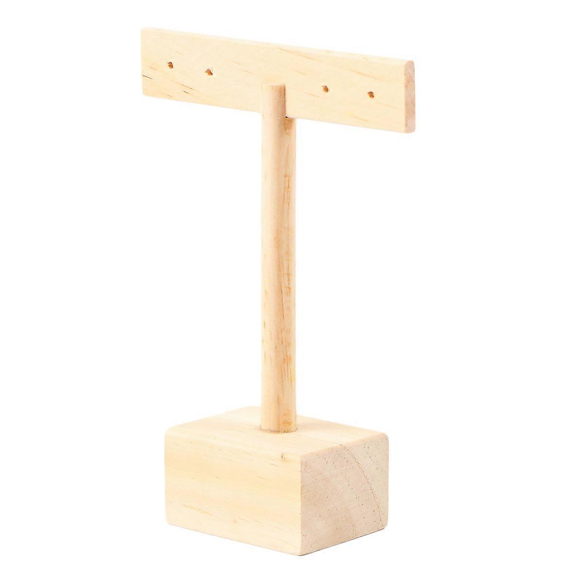 Jewelry Organizer Stand Bamboo T Shape Design For Home Shopwindow Retail Environment 1Set