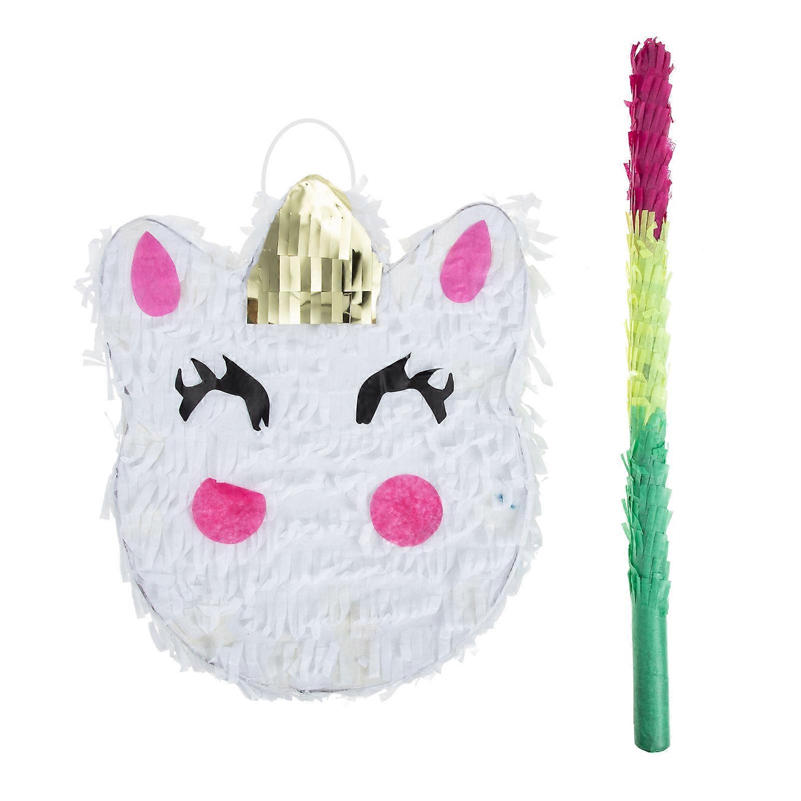 Mexican Birthday Party Decorations Unicorn Shaped Pinata Toy for Fiesta Taco Party 24.5x20cm Paper Hanging 1 Set