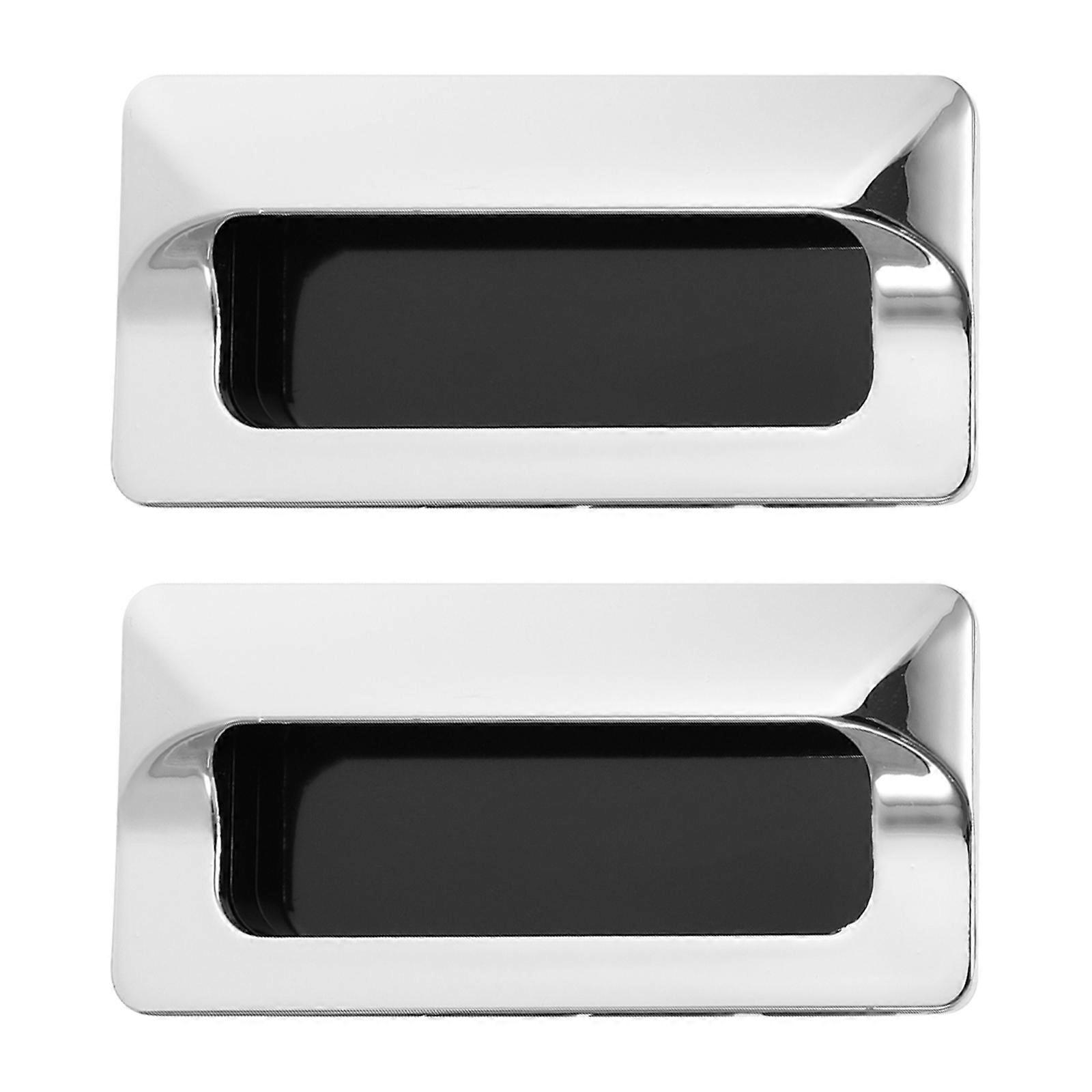 Invisible Handle for Wardrobe Door Silver Zinc Alloy Embedded Design Durable Practical 2Set