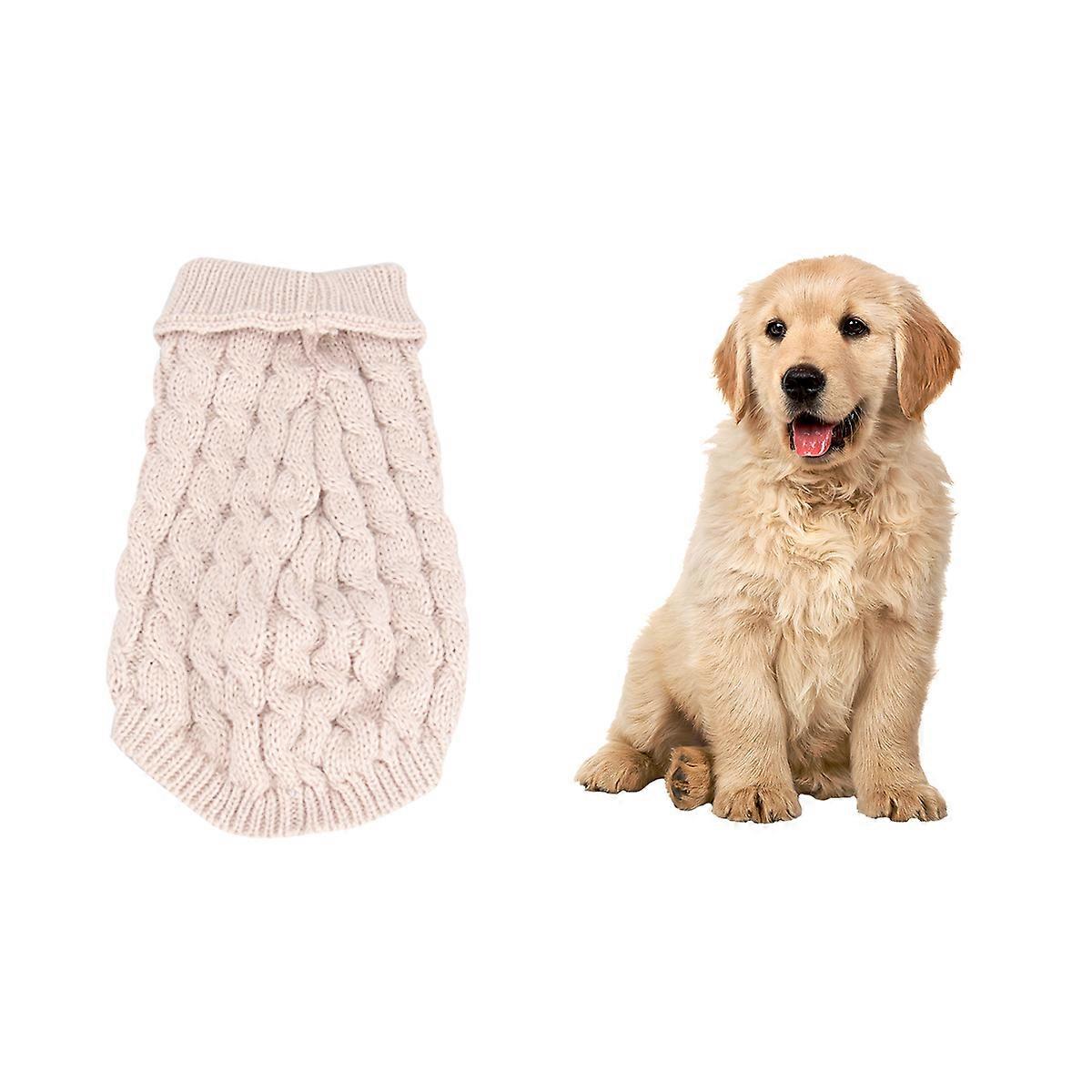 Sweater for Dogs Warmth Photography Costume Beige L Size Knit Dog Clothes 1Pack