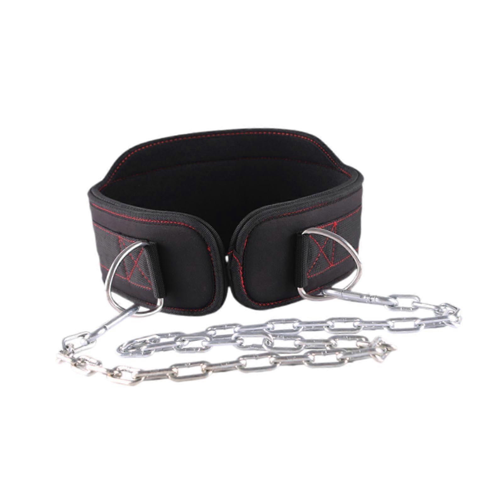 Weightlifting Dipping Belt With Adjustable Support Strap For Gym Workouts Red Edge