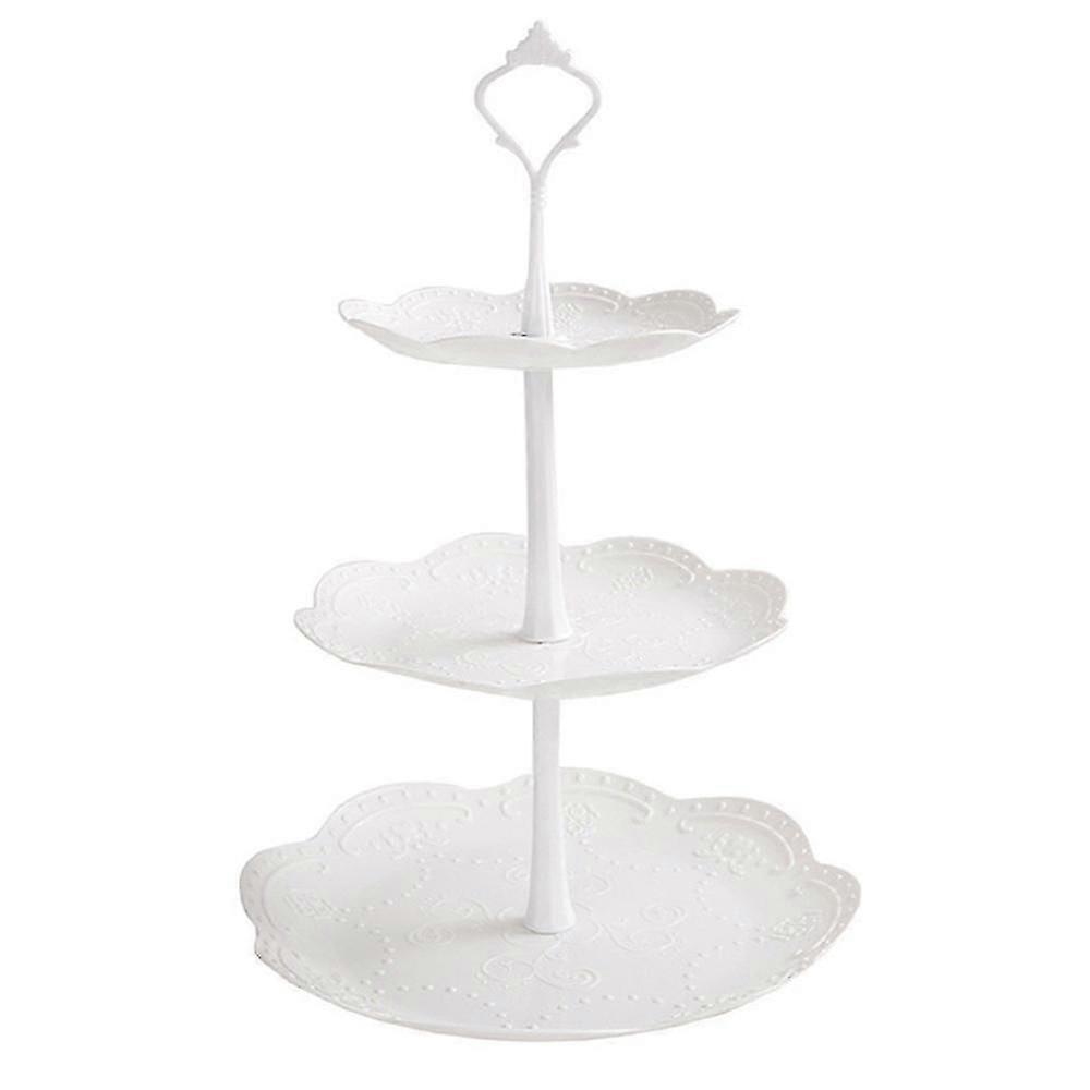 Vit tårtställ runt display för party heminredning, 3-nivå stativ