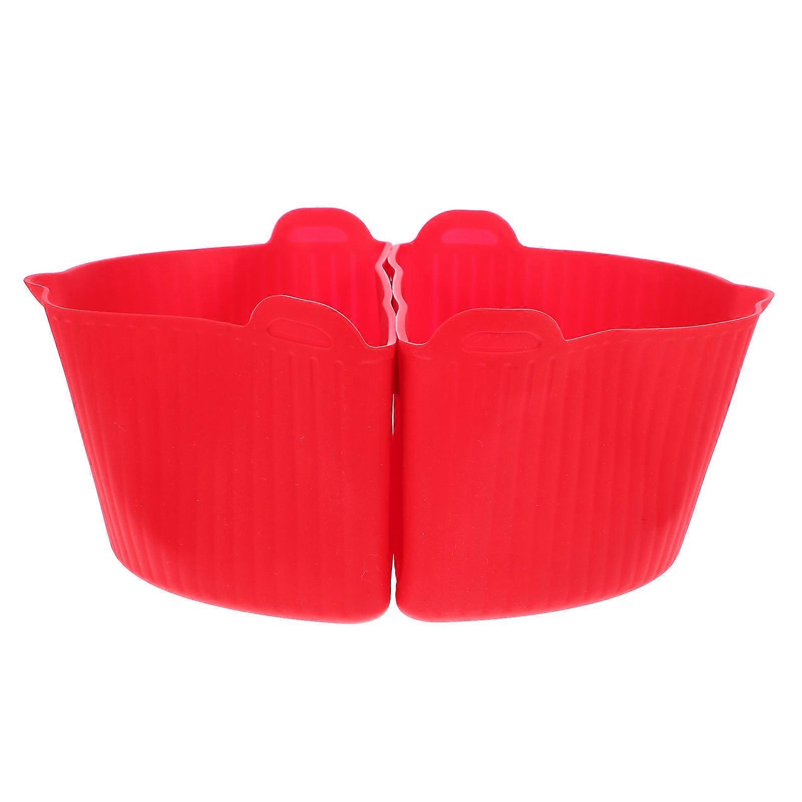 Household Silicone Insert Multi-Function Cooker Liner Food Separation Easy Cleaning Red 27.50X21.50X11.00CM 2Pcs