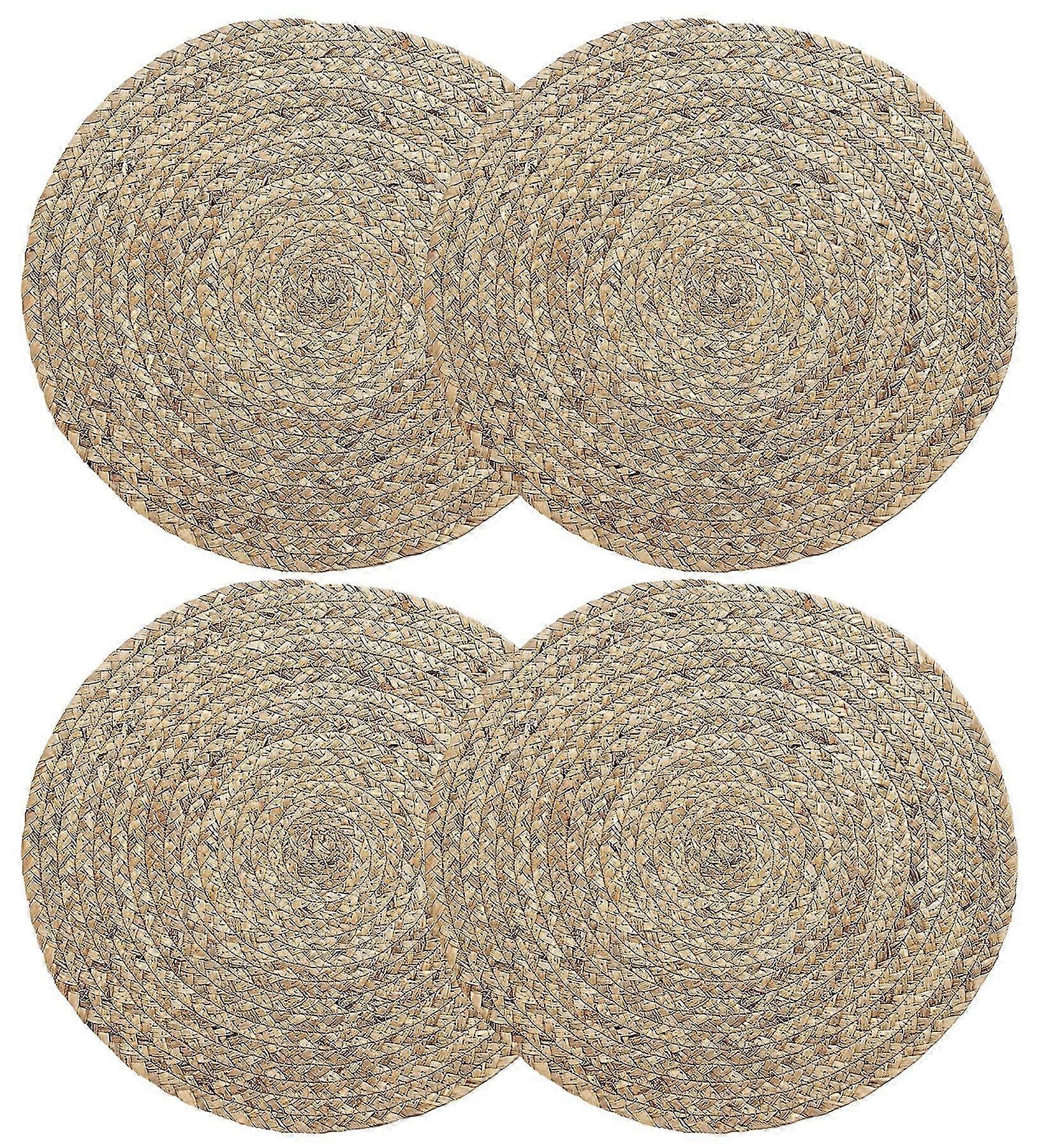 Round woven placemats natural wicker rustic table decor 13.8 inch