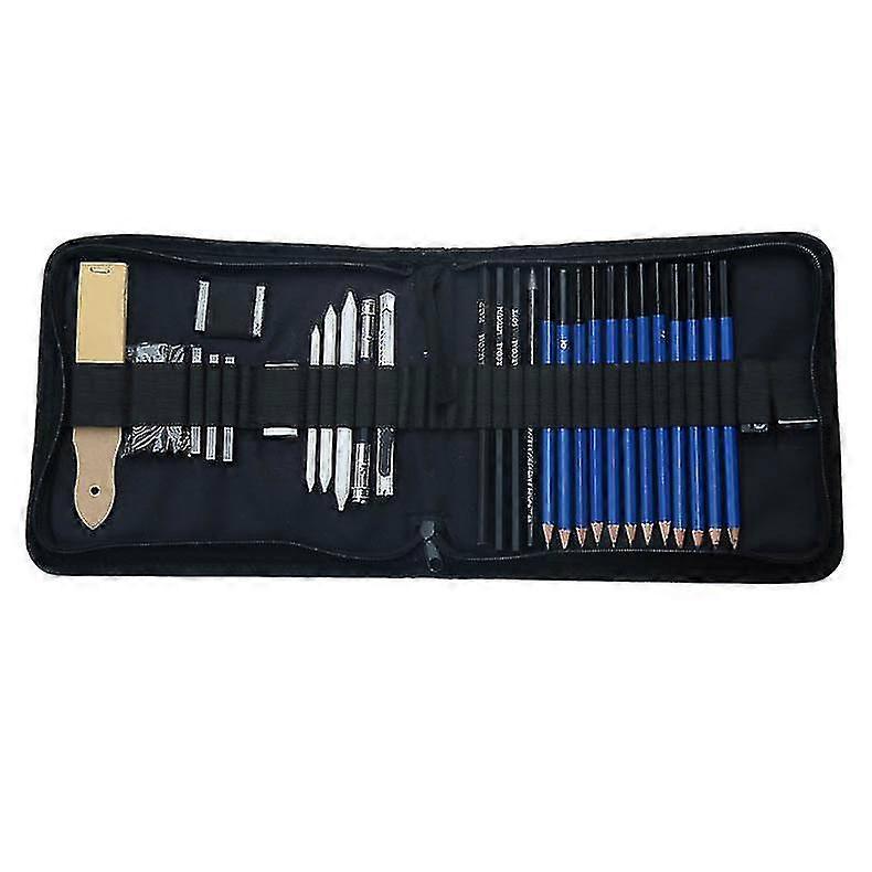 Professional Sketching Pencil Set with Case, Including Graphite, Charcoals, Eraser, Ideal for Artists