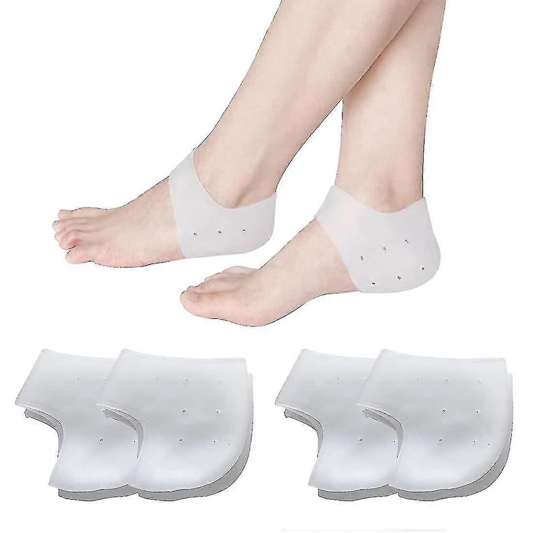 4ペアのシリコーンゲルソックスヒールシリコーンヒールプロテクター、通気性シリコーン保護ヒール -