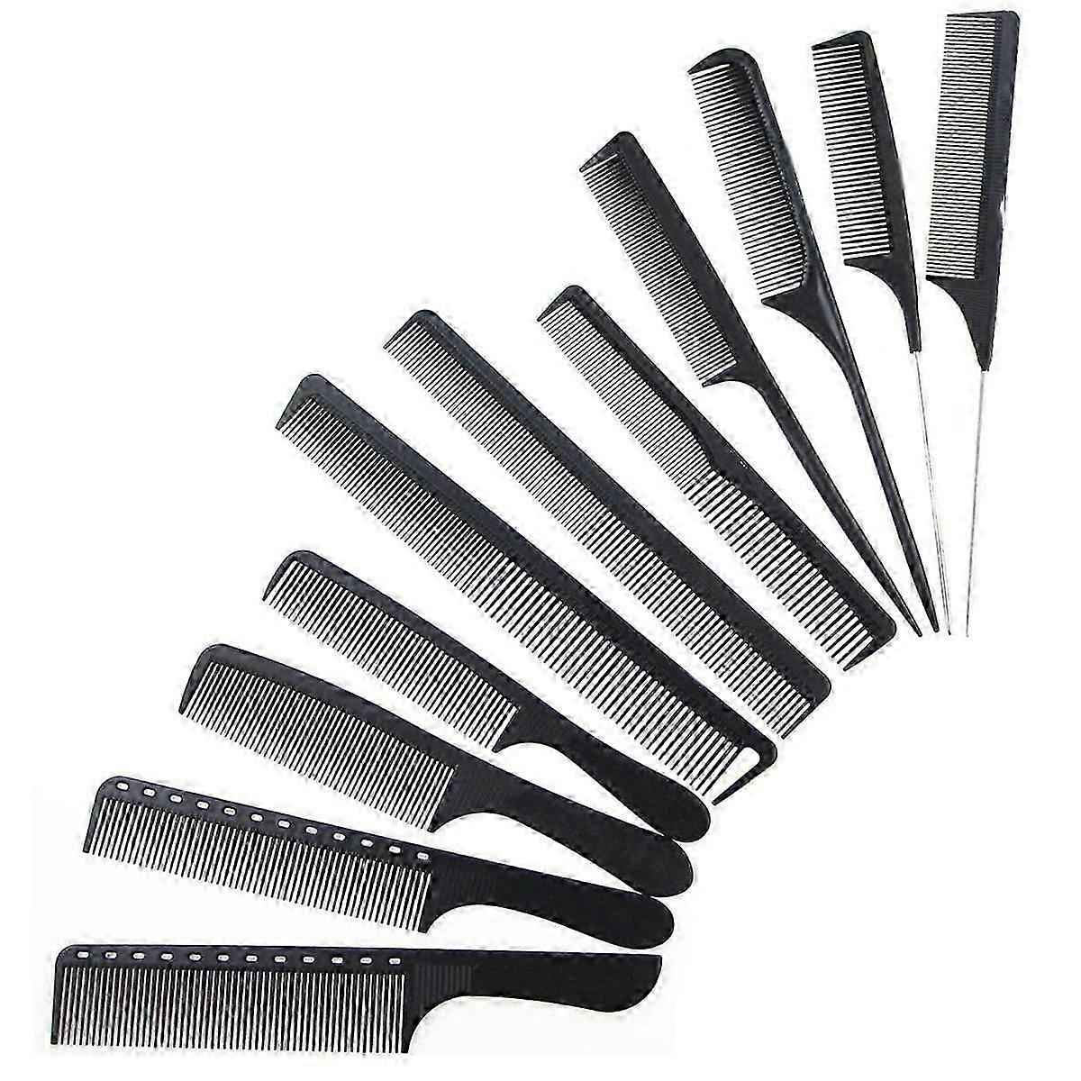 헤어 빗 세트 11Pcs 블랙 이발사 빗 트리밍 빗 테일 빗 헤어 스타일링 빗 플라스틱 빗 남성 여성