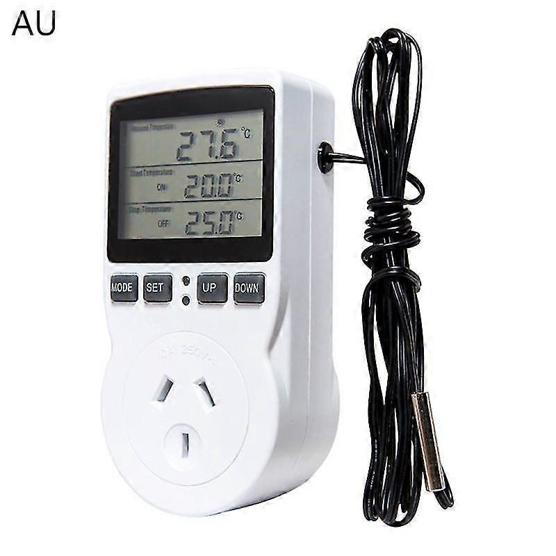 Multi-function Thermostat Digital Temperature Controller Socket Outlet W/ Timer Switch Sensor Probe Heating Cooling 16a