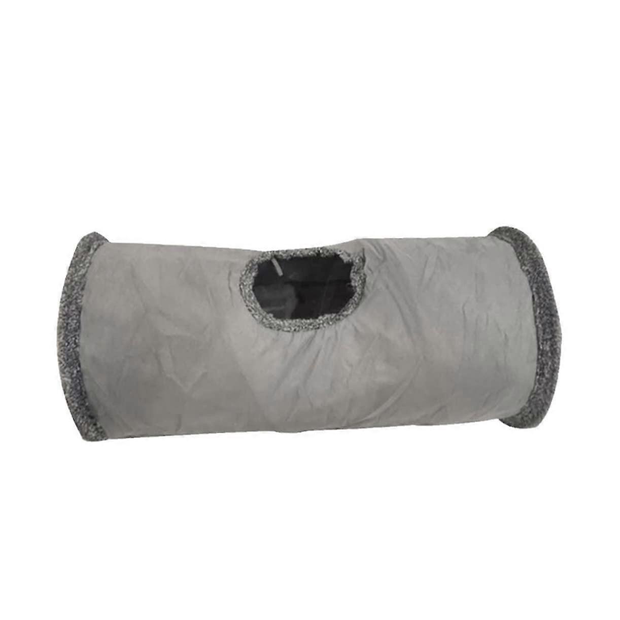Indoor Cat Fun Tunnel Nest Bed Suede Fabric Cat Toy for Kittens Puppies Gray