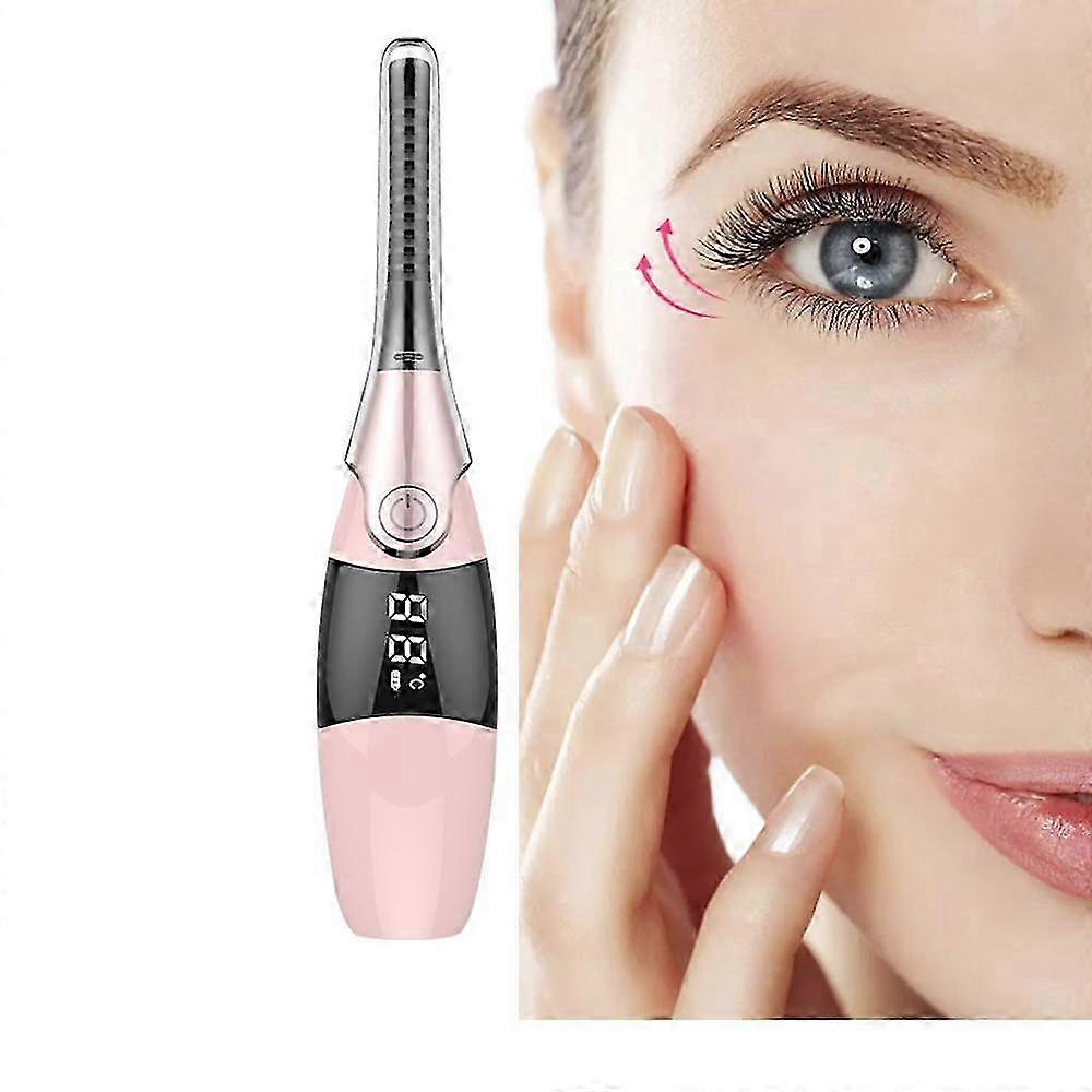 Heated Eyelash Curler Tool, USB Rechargeable Electric Lash Curler with LED Display and 4 Settings