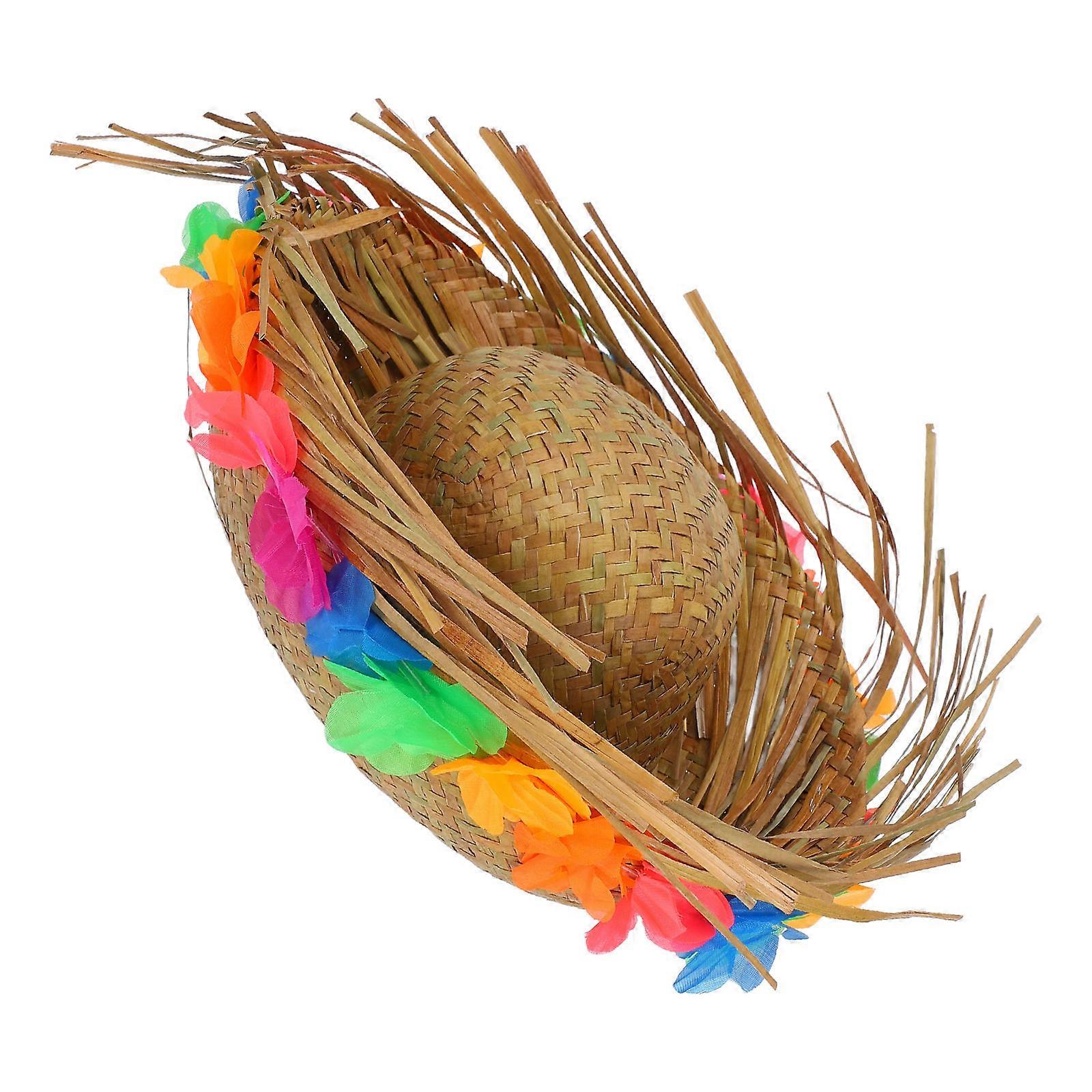 Hawaiian Mini Hat for Dogs – Lightweight Woven Costume with Leaf Garland for Birthday Parties, Festivals, Cosplay, Photo Shoots, and Holiday