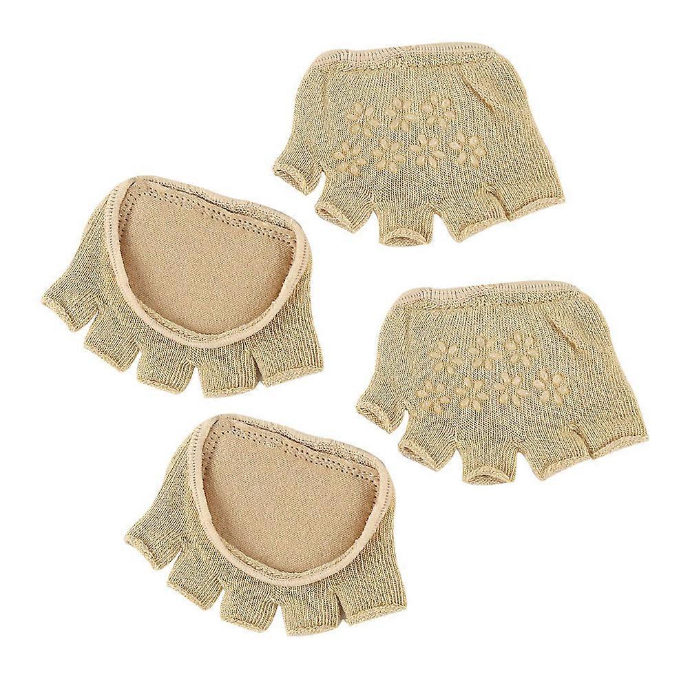 Grip Socks Cotton Toeless Socks for Dancing Cardio Exercises Khaki 9X7.5CM Prevention 2 Pairs