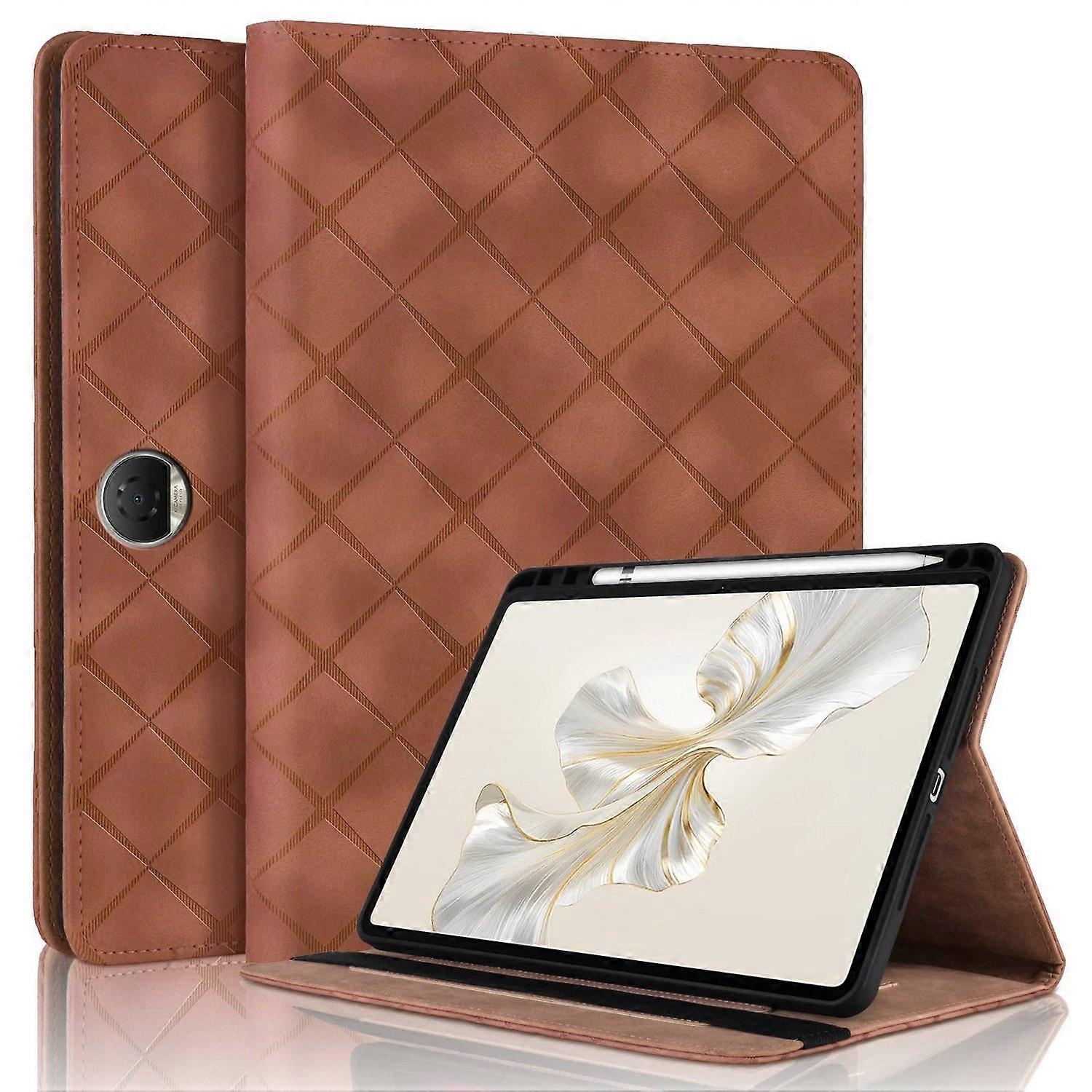 Embossed Leather Case For Honor Pad 9 12.1 2023 - Brown