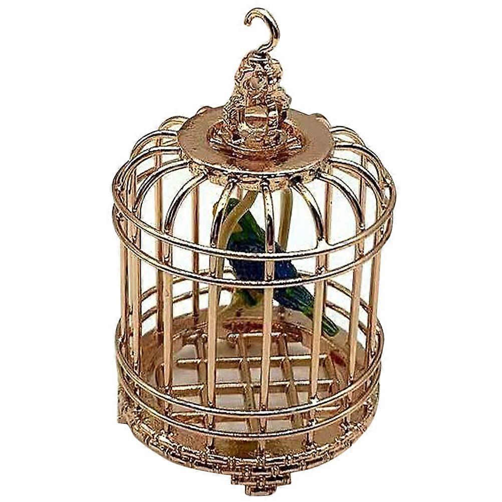 Birdcage Miniature Design Gold Color Micro-Landscape Decoration for Children 1Pcs