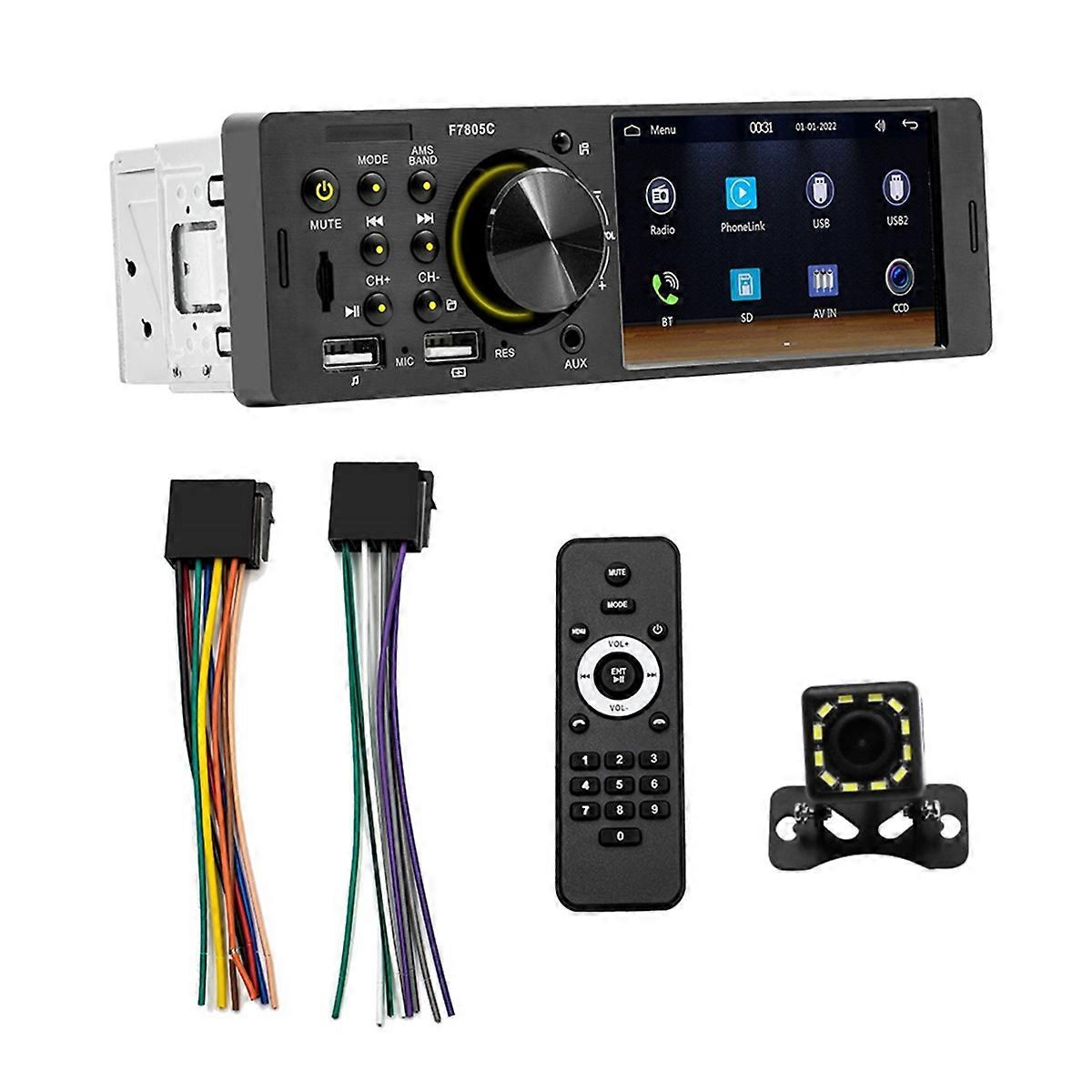 Car Stereo Single Din with CarPlay Android Auto, 4 Inch Touch Screen MP5 Player, Bluetooth FM Mirror Link Backup Camera