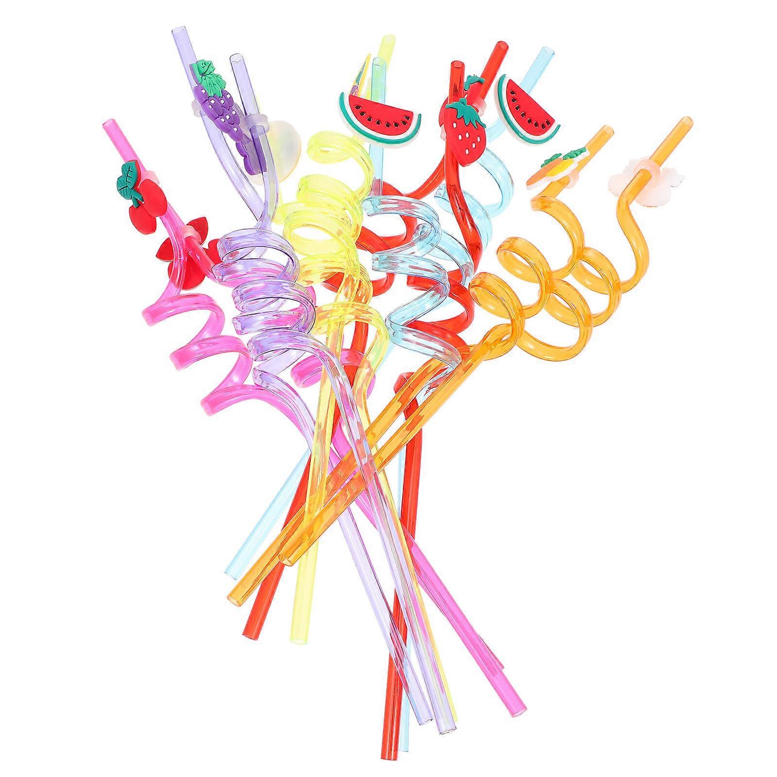 Reusable Straws Drinking Fruit Drinking Straws Restaurant Use Use Random Color Spiral Shape 12Pcs