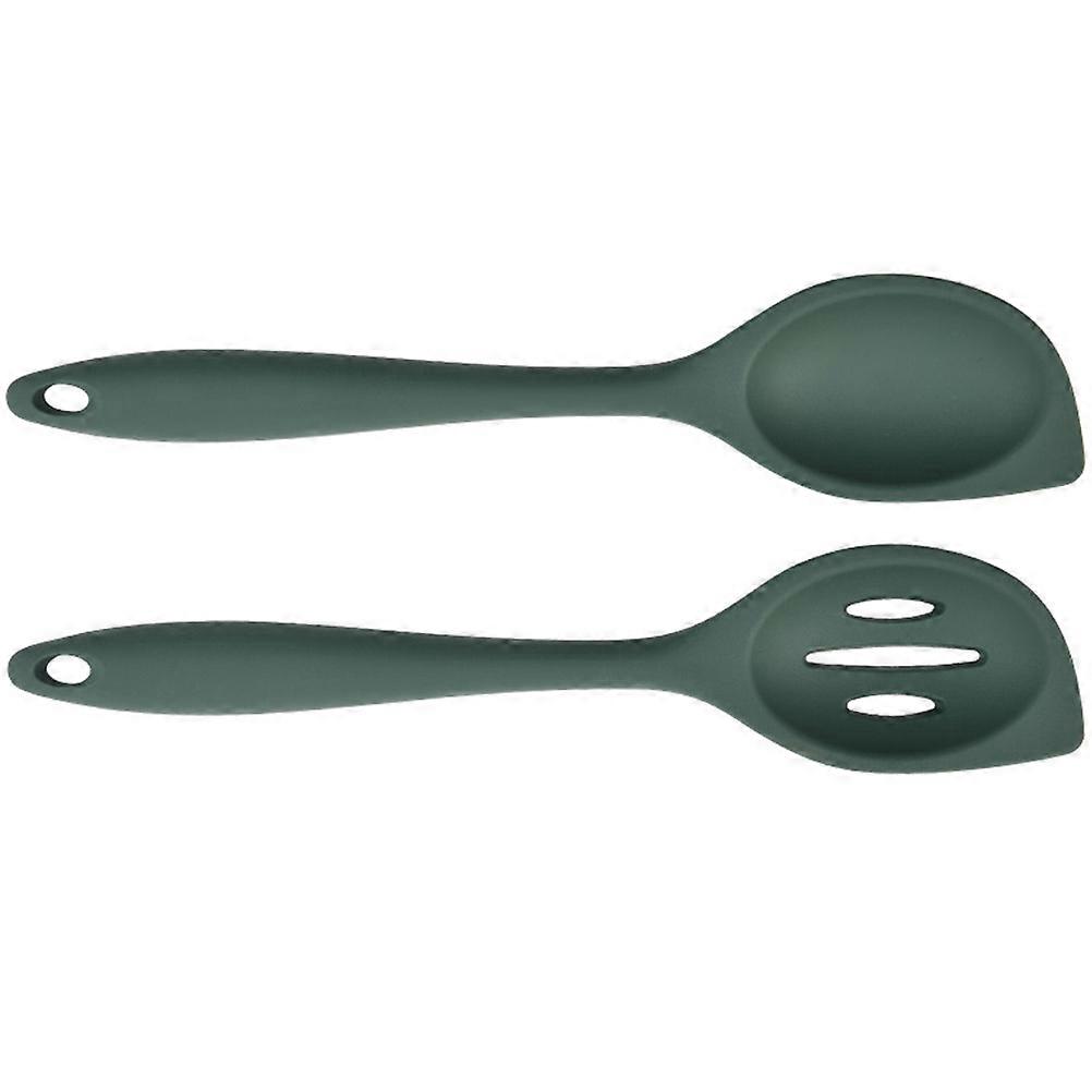 Silicone Soup Spoon with Slotted and Solid Ladles, Ergonomic Heat Resistant Kitchen Utensil for Serving, Mixing, and Filtering, Non Deformable
